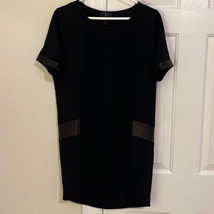 RAG AND BONE STRAIGHT LINE DRESS WITH LEATHER DETAILING